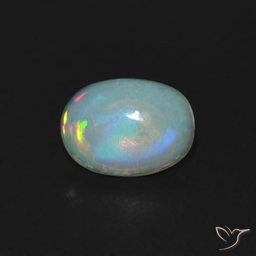 0.35ct 자연스러운 다색 오팔, 타원형, 투명한