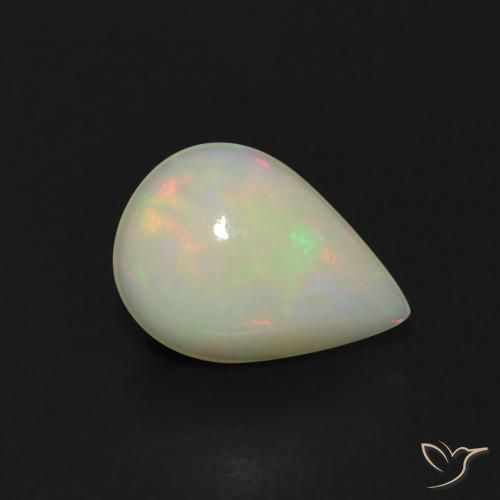 1.06ct 자연스러운 다색 오팔, 배 모양, 투명한