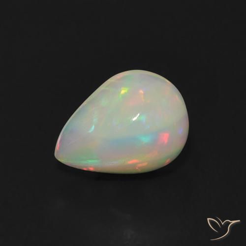 0.77ct 자연스러운 다색 오팔, 배 모양, 투명한