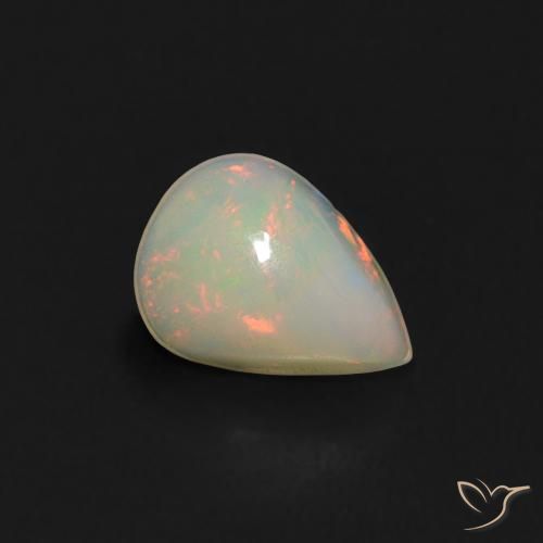 0.36ct 자연스러운 다색 오팔, 배 모양, 투명한