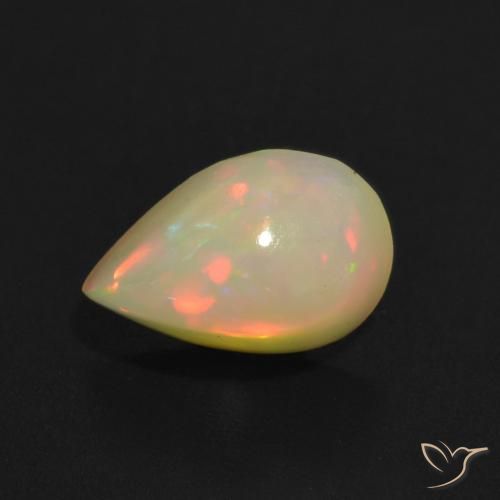 1.36ct 자연스러운 다색 오팔, 배 모양, 투명한