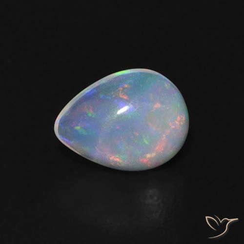 0.50ct 자연스러운 다색 오팔, 배 모양, 투명한