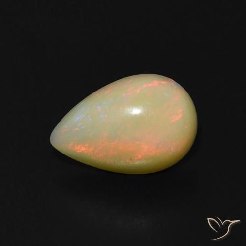 0.74ct 자연스러운 다색 오팔, 배 모양, 투명한