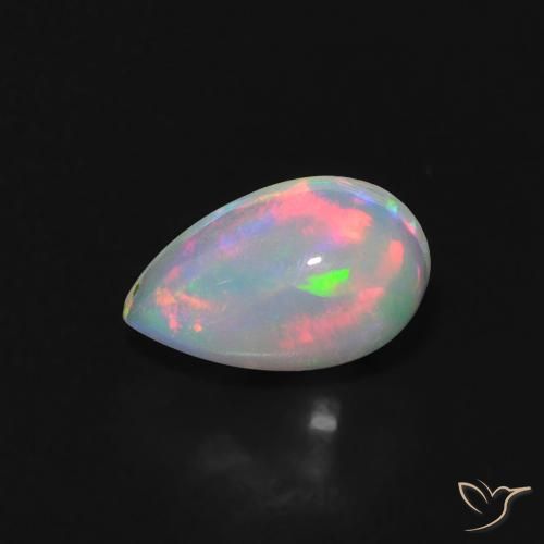 0.61ct 자연스러운 다색 오팔, 배 모양, 투명한