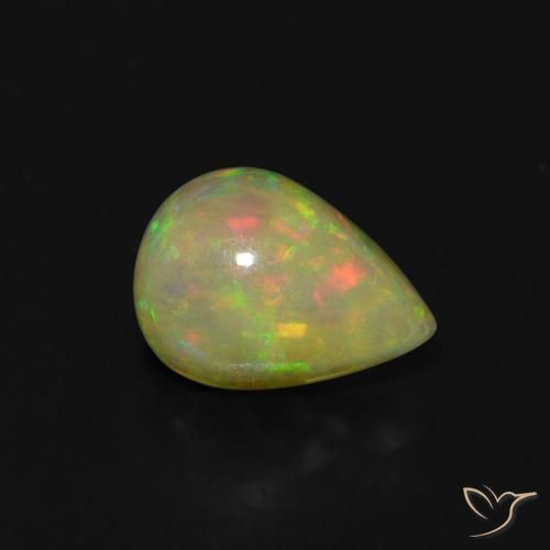 0.66ct 자연스러운 다색 오팔, 배 모양, 투명한