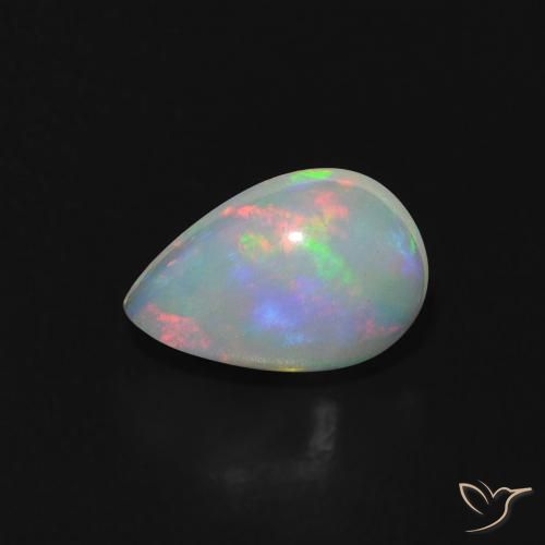 0.56ct 자연스러운 다색 오팔, 배 모양, 투명한