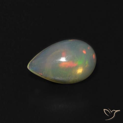 0.52ct 자연스러운 다색 오팔, 배 모양, 투명한