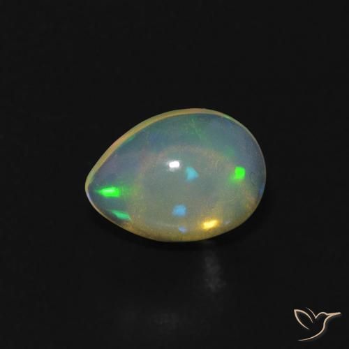 0.56ct 자연스러운 다색 오팔, 배 모양, 투명한