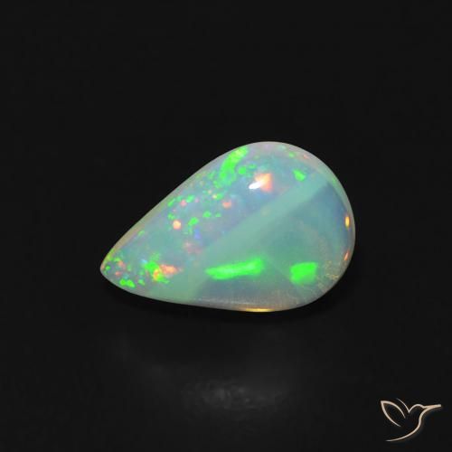 0.87ct 자연스러운 다색 오팔, 배 모양, 투명한