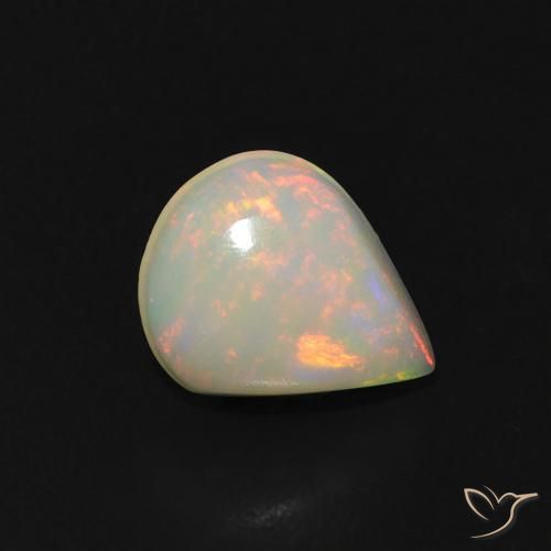 0.67ct 자연스러운 다색 오팔, 배 모양, 투명한