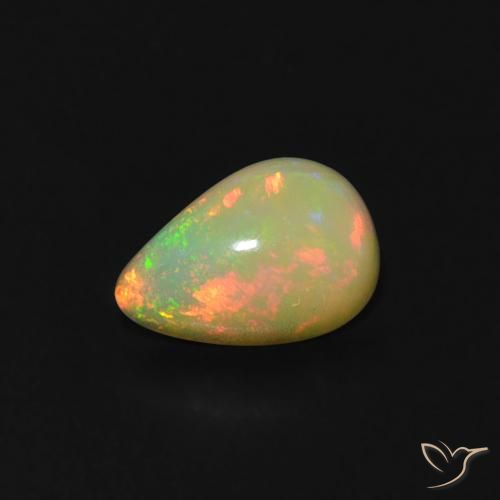 0.36ct 자연스러운 다색 오팔, 배 모양, 투명한