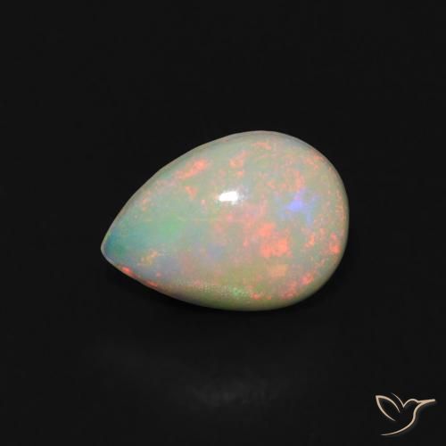 0.45ct 자연스러운 다색 오팔, 배 모양, 투명한