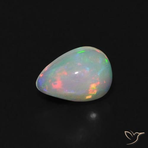 0.29ct 자연스러운 다색 오팔, 배 모양, 투명한