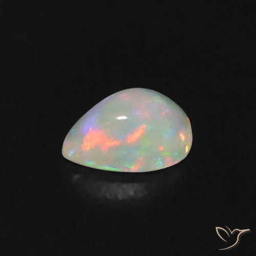 0.29캐럿 천연 다색 오팔, 배 모양, 투명한