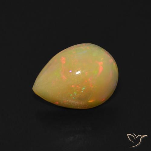 0.68ct 자연스러운 다색 오팔, 배 모양, 투명한