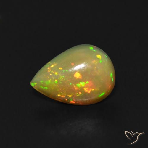 0.42ct 자연스러운 다색 오팔, 배 모양, 투명한