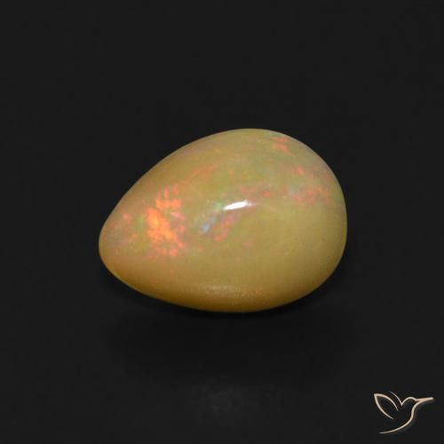 0.48ct 자연스러운 다색 오팔, 배 모양, 투명한