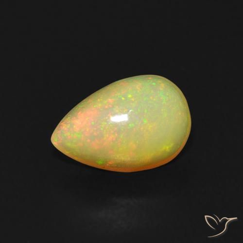 0.55ct 자연스러운 다색 오팔, 배 모양, 투명한