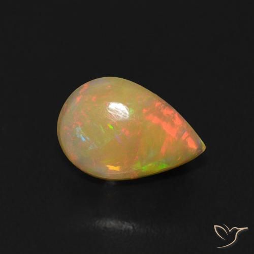 0.50ct 자연스러운 다색 오팔, 배 모양, 투명한