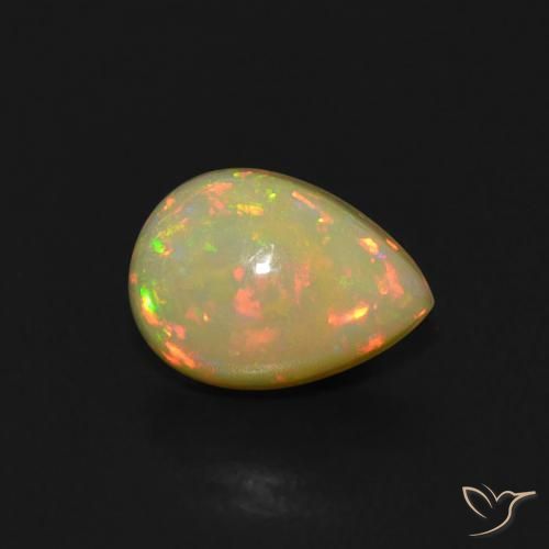 0.54ct 자연스러운 다색 오팔, 배 모양, 투명한