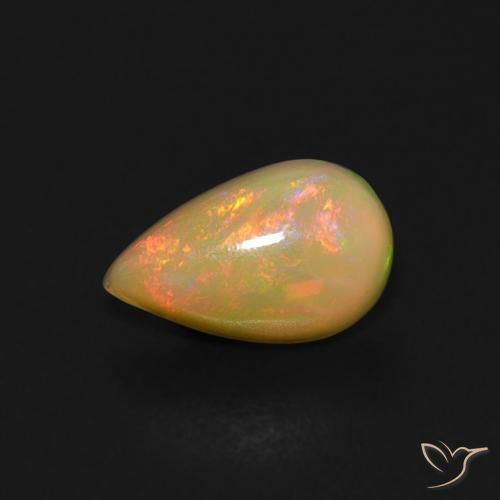 0.53ct 자연스러운 다색 오팔, 배 모양, 투명한