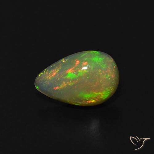 0.46ct 자연스러운 다색 오팔, 배 모양, 투명한