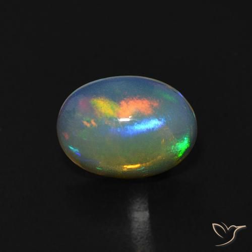 0.72ct 자연스러운 푸르스름한 흰색 오팔, 타원형, 투명한