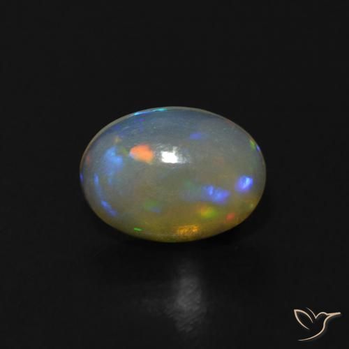 0.52ct 자연스러운 푸르스름한 흰색 오팔, 타원형, 투명한