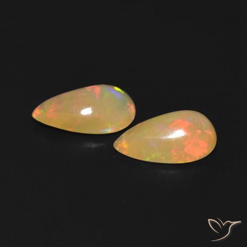 0.89캐럿 천연 다색 오팔 보석, 배 모양, 투명한