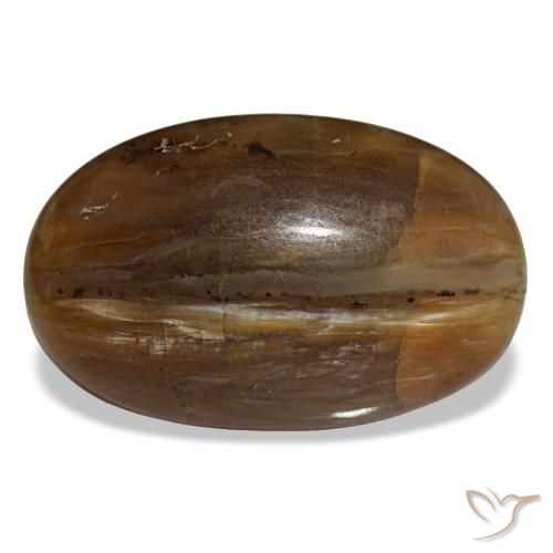 26.12캐럿 천연 다크 브라운 오팔, 타원형 컷, 26.5×16.8 mm, 불투명체