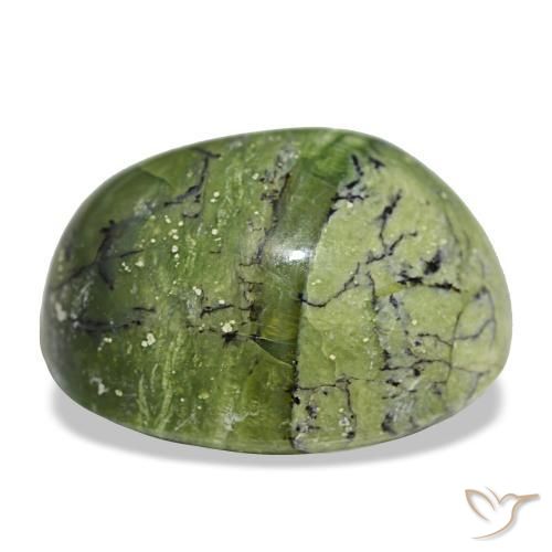 11.27캐럿 천연 노란빛 그린 오팔, 타원형 컷, 16.3×13.7 mm, 불투명체