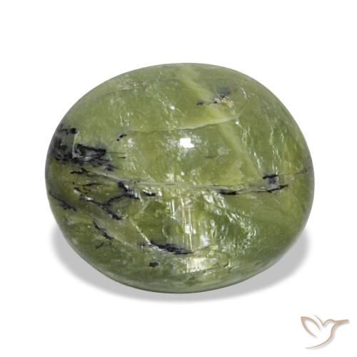 2.59캐럿 천연 노란빛 그린 오팔, 타원형 컷, 10.7×9.3 mm, 불투명체