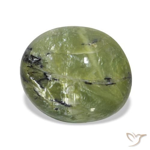 2.59캐럿 천연 노란빛 그린 오팔, 타원형 컷, 10.7×9.3 mm, 불투명체