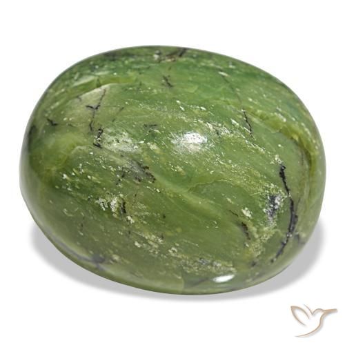 79.00캐럿 천연 따뜻한 녹색 오팔, 타원형 컷, 31.6×25.5 mm, 불투명체