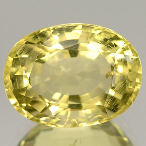 5.38캐럿 천연 레몬 오르토클레이스, 타원형 컷, 12.9×9.7 mm, VS