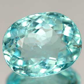 4.54캐럿 천연 파라이바 블루 그린 파라이바 투르말린, 타원형 컷, 11.8×9.5 mm, SI