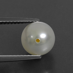 3.50캐럿 천연 크림 진주, 구형 / 볼, 8.08 mm, 불투명체