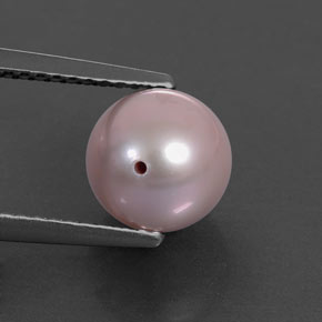 3.14캐럿 천연 핑크빛 실버 진주, 구형 / 볼, 7.79 mm, 불투명체
