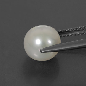 3.64캐럿 천연 실버 화이트 진주, 구형 / 볼, 8.14 mm, 불투명체
