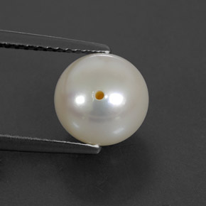 3.93캐럿 천연 실버 화이트 진주, 구형 / 볼, 8.45 mm, 불투명체