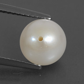 3.49캐럿 천연 실버 화이트 진주, 구형 / 볼, 8.08 mm, 불투명체
