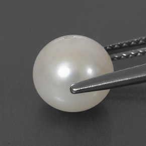 3.49캐럿 천연 실버 화이트 진주, 구형 / 볼, 8.08 mm, 불투명체
