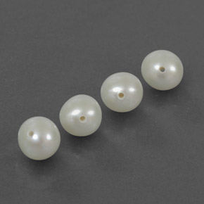 캐럿 천연 실버 화이트 진주 보석, 구형 / 볼, 5.96 mm, 불투명체