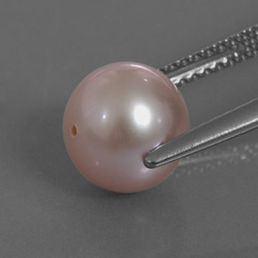 3.39캐럿 천연 실버 핑크 진주, 구형 / 볼, 7.95 mm, 불투명체