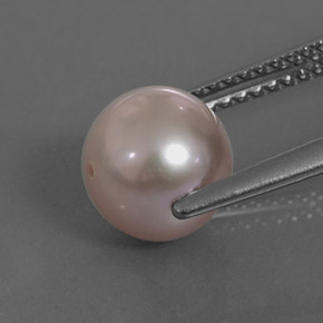 2.97캐럿 천연 실버 핑크 진주, 구형 / 볼, 7.49 mm, 불투명체