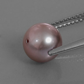 2.96캐럿 천연 실버 핑크 진주, 구형 / 볼, 7.61 mm, 불투명체