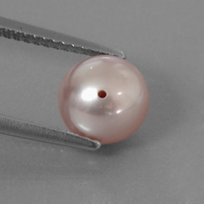 3.05캐럿 천연 실버 핑크 진주, 구형 / 볼, 7.68 mm, 불투명체