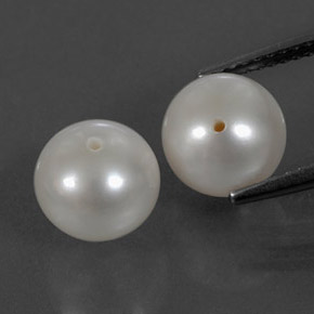 캐럿 천연 실버 화이트 진주 보석, 구형 / 볼, 8.06 mm, 불투명체