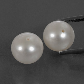 캐럿 천연 실버 화이트 진주 보석, 구형 / 볼, 8.03 mm, 불투명체