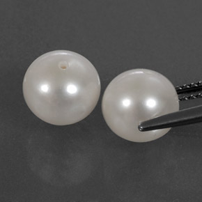 캐럿 천연 실버 화이트 진주 보석, 구형 / 볼, 8.03 mm, 불투명체